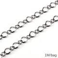 Eén meter per zak zilveren roestvrijstalen gedraaide ovale ketting voor DIY sieraden - 8.5 Vierkante Draad Curb met Sterren Stijl / 1 Meter