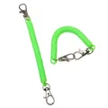 Neon green spiral stretch cord keychain with silver metal dual lobster clasps - Double Buckle Style / 1 Piece/Pack (18cm) / Fluorescent Green