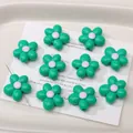 Green and pink acrylic five-petal flower bead with a center hole for DIY jewelry making - 19mm (Aperture Approx 2.8mm) / Dark Green (5 Pcs/Pack)