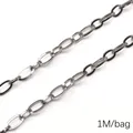 Zilveren roestvrijstalen ovale schakelketting voor DIY sieraden, lengte van 1m per zak - 1.0 Vierkante Draad 1:1 Stijl / 1 Meter