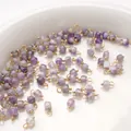 Faceted purple natural stone cube charm with gold loop for DIY jewelry making - 4mm (2 Pieces/Pack) / Amethyst (BTB1179)