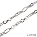 Handmade silver stainless steel textured link chain for DIY jewelry making 0.5M bag - 扭纹长扣间方线3:1样式