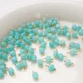 Pendaglio in pietra naturale azzurra sfaccettata con anello dorato per gioielli fai da te - 4mm (2 Pezzi/Confezione) / Amazonite Chiara (BTB1179)