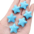 Cuentas de acrílico azul cielo en forma de estrella con agujero para joyería DIY - 23x22mm Agujero Aprox 2mm 2 Piezas/Paquete / Azul