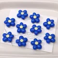 Blue and yellow acrylic five-petal flower beads for DIY jewelry and phone charms - 19mm (Aperture Approx 2.8mm) / Royal Blue (5 Pcs/Pack)