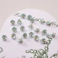 Light blue resin lily of the valley mini flower pendant with gold bead for DIY jewelry - 7mm / Five-Petal Flower / 5 Pieces / Light Blue