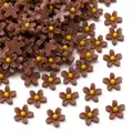 7mm brown resin flower charms with yellow center for DIY crafts and hair accessories - 50 Pieces/Pack (7mm) / Brown