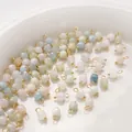 Ciondoli in pietra naturale sfaccettata 4mm colori pastello con anelli in metallo dorato - 4mm (2 Pezzi/Confezione) / Morganite (BTB1179)