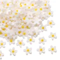 DIY resin daisy charms in white and yellow petals for phone cases and jewelry making - 50 Pieces/Pack (7mm) / White