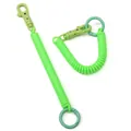 Elastic light green spiral keychain spring coil with matching plastic hook and ring - Fluorescent Green