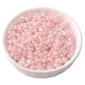 Pearly pink 4mm glass seed beads in a white bowl for DIY jewelry and bracelet making - Nude