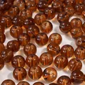 Deep amber transparent round glass beads with center drill hole for DIY jewelry making - 10mm (1.5mm Hole, 20 Pieces/Pack) / Dark Brown