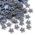7mm blue-purple resin five-petal flower charms with yellow center for DIY crafts - 50 Pieces/Pack (7mm) / Blue