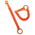 Bright orange spiral spring keychain with metal snap hook and ring in a twin pack - Orange