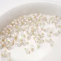 Ciondolo per gioielli fai-da-te con perla di cristallo sfaccettata e asola dorata - 4mm (2 Pezzi/Confezione) / Quarzo Ialino (BTB1179)