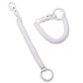 Witte TPU spiraal sleutelhanger met draaibare metalen haak en stevige ronde ring - Wit