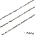 DIY jewelry making supplies: 1-meter silver stainless steel rolo chain for bracelets - Flat Wire Rolo Chain