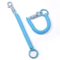 Set of flexible light blue spiral spring lanyards with plastic lobster clasps and rings - Pale Blue