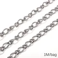 Silver stainless steel spiral twisted chain for DIY jewelry making, 1 meter per bag - Twisted Spiral Texture Chain