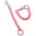 Pink telescopic plastic spring coil keychain with matching lobster clasps and rings - Light Pink