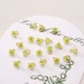 Pale green resin lily of the valley flower pendant with golden beads for DIY jewelry - 6mm / Lily of the Valley / 5 Pieces / Green