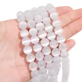 Mano con fili di perline rotonde occhio di gatto bianco latte per gioielli fai da te - 10mm Bianco (1 Filo/Confezione, circa 40 pezzi)