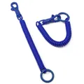 Deep blue retractable spring spiral keychain with plastic lobster clasp and metal ring - Sapphire Blue
