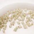 Ciondolo in pietra sfaccettata verde chiaro con anello dorato per gioielli DIY - 4mm (2 Pezzi/Confezione) / Prehnite (BTB1179)