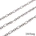 Hammered texture silver stainless steel oval link chain for DIY jewelry making 1M bag - Starry Sky O-Chain (Hammered Texture)