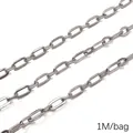 Polished silver stainless steel oval link chain for DIY necklace jewelry making, 1M per bag - 1.6 Long Flat Cross 1:1 Wire Diameter 1.6mm Width 6.5mm