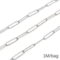 Silver paperclip chain with engraved texture for DIY jewelry making, 1 meter per bag - Engraved Paperclip Chain