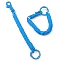 Bright blue elastic plastic spiral spring keychain with matching carabiner and ring - Lake Blue