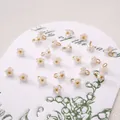 DIY Lily of the Valley resin flower pendants with gold hooks for jewelry making - 6mm / Lily of the Valley / 5 Pieces / Pearl White