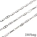 Silver pig nose coffee bean link chain for DIY jewelry making 1 meter per bag - Pig Nose (Figure-8) Welded Link Chain