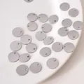 Breloques rondes en acier inoxydable argenté poli avec trou unique pour bijoux DIY - Rond / 12mm (20 Pièces/Paquet) / Acier