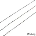 Polished silver stainless steel chain with faceted texture for DIY jewelry making 1M - Faceted Texture Rod Chain