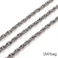 DIY stainless steel link chain in gunmetal grey finish for jewelry making, 1M segment - Semi-Circle Double Buckle Tight Chain