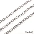 Polished silver stainless steel oval link chain for DIY jewelry making 1M bag - Classic Oval O-Chain