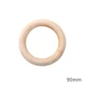 Close-up of 90mm natural wood ring showing smooth polished texture and natural wood grain - Outer Diameter 90mm, Thickness 15mm, Natural Wood, 1 Piece/Pack