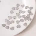 Pendentifs cœur en acier inoxydable argenté pour la création de bijoux DIY - Cœur / 10x9mm (20 Pièces/Paquet) / Acier