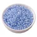 Perles de verre bleu clair 4mm lustrées pour bracelets DIY dans un petit bol en céramique - Env. 5400 Pièces / 4mm (Sachet de 450g) / Bleu foncé