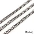 DIY jewelry crafting gunmetal stainless steel Cuban chain accessory in 1 meter length - Six-Sided Polished Cuban Chain