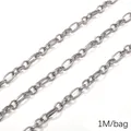 Silver stainless steel textured oval link chain for DIY jewelry making 1 meter bag - Engraved Oval Combination Chain