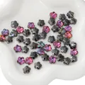 Black and iridescent purple crystal flower beads for DIY jewelry making 10mm - 10 Pieces/Pack (10mm) / Deep purple
