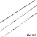 Silver stainless steel rhombus leaf chain accessory for DIY handmade jewelry 1M per bag - Rhombus Sheet Linked Chain