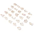 Set mit 26 weißen Emaille-Buchstabenanhängern A-Z mit Goldrand für DIY-Schmuck - Buchstabe A (Nur Anhänger) / 2 Stk./Packung (8x12mm) / Weiß
