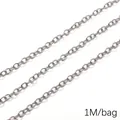 Polished silver stainless steel oval link chain for DIY jewelry making 1 meter bag - Welded Oval Basic Chain