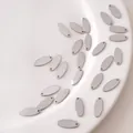 Pendentifs ovales en acier inoxydable argenté avec trou unique pour bijoux DIY - Ovale Trou Unique / 6x15mm (20 Pièces/Paquet) / Acier