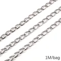 DIY stainless steel link chain for jewelry making in silver finish 1M bag - Matte Flat Twisted Chain