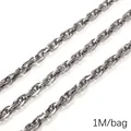 Silver stainless steel chain for DIY jewelry making, 1 meter length per bag - Square Wire Double Buckle Chain
